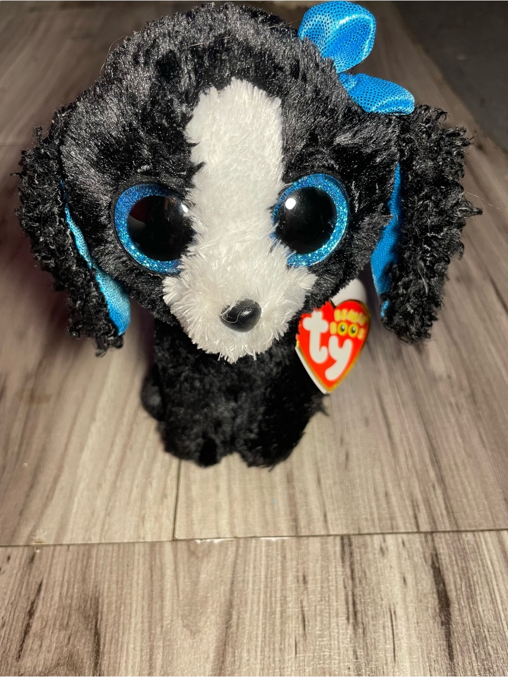 Ty Beanie Boos Tracey Black Dog 6" Stuffed Animal Blue Glitter Eyes Tag